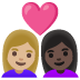 👩🏼‍❤️‍👩🏿 couple with heart: woman, woman, medium-light skin tone, dark skin tone display on Google